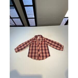 Vintage Sears Perma Prest Kids Plaid Western Shirt Pearl Snap Size 4